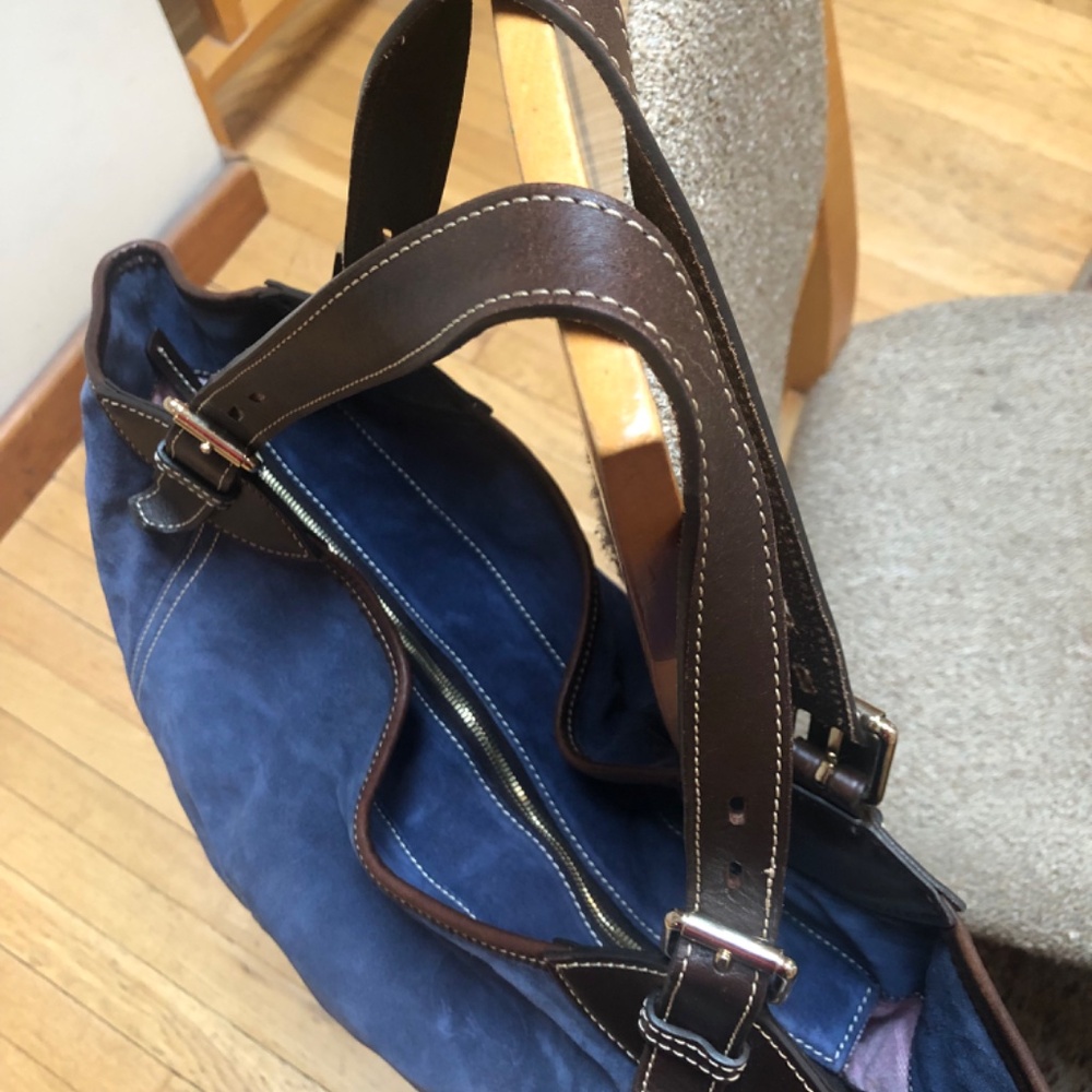 Dooney and Bourke Valerie Navy Suede Hobo Shoulder Bag - Picture 4 of 16